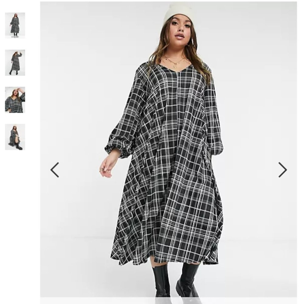 ASOS DESIGN Curve textured midi v-neck swing dress